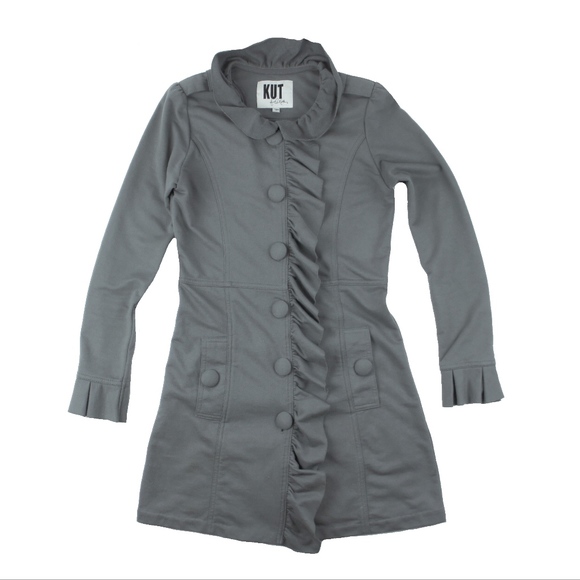 Kut from the Kloth Jackets & Blazers - KUT FROM THE KLOTH Gray Ruffle Jersey Knit Jacket